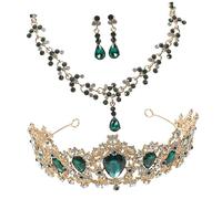 NHYHEHMR 1Set Elegant Green Bride Corne Collar y aretes Conjunto de accesorios de joyas de boda elegantes para mujeres para fiestas y ocasiones especiales joyas de disfraces