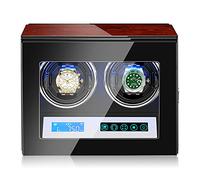 NHYHEHMR 2 3 4 6 9 Watches Automatic Watch Winder Wood Shell And Black Carbon Fiber Leather Watches Display Box With LED Lights And Japanese Motor Wooden Storage Case (Color : 12+0)