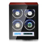 NHYHEHMR 2 3 4 6 9 Watches Automatic Watch Winder Wood Shell And Black Carbon Fiber Leather Watches Display Box With LED Lights And Japanese Motor Wooden Storage Case (Color : 12+0)