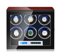 NHYHEHMR 2 3 4 6 9 Watches Automatic Watch Winder Wood Shell And Black Carbon Fiber Leather Watches Display Box With LED Lights And Japanese Motor Wooden Storage Case (Color : 12+0)