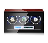 NHYHEHMR 2 3 4 6 9 Watches Automatic Watch Winder Wood Shell And Black Carbon Fiber Leather Watches Display Box With LED Lights And Japanese Motor Wooden Storage Case (Color : 12+0)