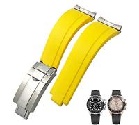 NHYHEHMR 20mm 21mm Rubber Short Buckle Watchband Fit for Daytona Submariner Role OYSTERFLEX Yacht Master Small Wrist Silicone Strap (Color : Preto, Size : 21mm)