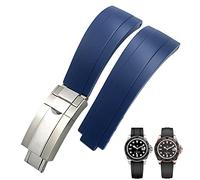 NHYHEHMR 20mm 21mm Rubber Short Buckle Watchband Fit for Daytona Submariner Role OYSTERFLEX Yacht Master Small Wrist Silicone Strap (Color : Preto, Size : 21mm)