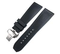 NHYHEHMR 22mm 24mm Rubber Watch Strap 23mm Fits CALIBER DE TANK SOLO SANTOS DE Waterproof Silicone Watch Strap Butterfly Buckle