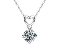 NHYHEHMR 9K Necklace Pendants for Women, Charm Choker Dainty Necklaces Hollow Heart with Round Lab Emerald Chain Necklace for Women White