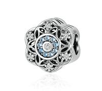 NHYHEHMR Accessories Necklace Pendant Charm Beads for Necklace Dangle Bead DIY Women's Bracelet Bead for Bracelet Hollow Romantic Snowflake Blue Zircon