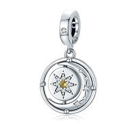 NHYHEHMR Accessories Necklace Pendant Charm Beads for Necklace Dangle Bead DIY Women's Bracelet Bead for Bracelet Star and Moon Circulation Zircon Crescent