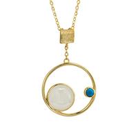NHYHEHMR Accessories Vintage S925 Necklace for Women Clavicle Chain Ring White Jade Turquoise Handmade Classical Hanfu Jewelry Women's Pendant Necklaces Charm Gift National Old Craft