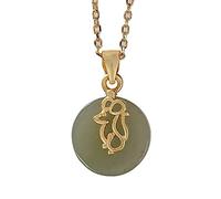 NHYHEHMR Accessories Vintage S925 Necklace for Women Jade Gilded Zodiac Rat Handmade Classical Jewelry Women's Pendant Necklaces Charm Gift National Old Craft