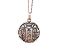 NHYHEHMR Accessories Vintage S925 Necklace for Women Matte Solicit Wealth Handmade Classical Jewelry Women's Pendant Necklaces Charm Gift National Old Craft