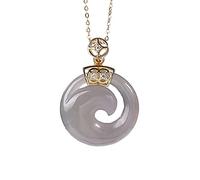 NHYHEHMR Accessories Vintage S925 Necklace for Women -Plated Safety Buckle Coin Jade Handmade Classical Jewelry Women's Pendant Necklaces Charm Gift National Old Craft