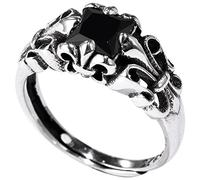 NHYHEHMR Anillo abierto en S925 en Flower Vintage -Obvious Flower Open Men 's and Women' Fashion Gift Ring para amantes de la obsidiana, apertura regular