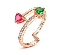 NHYHEHMR Anillos abiertos chapados en rosa para mujeres Heart Gemstone Ann Joya Fine Jewelry Bague Femme Argent 925