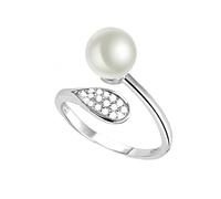 NHYHEHMR Anillos para mujeres Pearl natural anillo abierto Simple Finger Circlet Eternity Band Joyería para la boda Promesa de cumpleaños Veneno