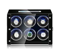 NHYHEHMR Automatic Technology Watch Winder with LCD Screen and Remote Control, Unlock Button, LED Light with Silent Motor 5 Rotation Mode Setting Luxury Watch Storage Case (Color : A, Size : 9+0)