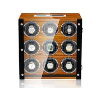 NHYHEHMR Automatic Technology Watch Winder with LCD Screen and Remote Control, Unlock Button, LED Light with Silent Motor 5 Rotation Mode Setting Luxury Watch Storage Case (Color : A, Size : 9+0)