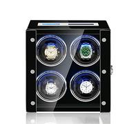 NHYHEHMR Automatic Technology Watch Winder with LCD Screen and Remote Control, Unlock Button, LED Light with Silent Motor 5 Rotation Mode Setting Luxury Watch Storage Case (Color : A, Size : 9+0)