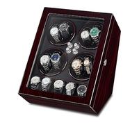 NHYHEHMR Automatic Watch Winder for 8 Watches + 5 Storage Super Quiet Motor Piano Paint Exterior Three Dimensional Watch Pillows Large Capacity Storage Case (Color : A, Size : 8+5)