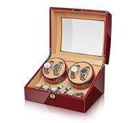 NHYHEHMR Automatic Watch Winder Storage Display Box With Silent Mabuchi Motor Flexible Watch Pillow Open And Shut Down Featured Wood Shell Piano Finish Fit Lady And Man Watches (Size : 4+0)