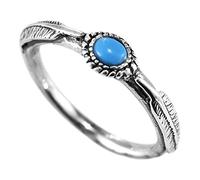 NHYHEHMR Bague Ouverte en S925 Bague en Index Femme Turquoise Plume Jour Simple Et Polyvalent Bague Rétro Masculine Cadeaux Pour AmoureuxBague plume turquoise, 20#