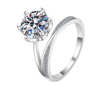 NHYHEHMR Band for Women,6 Prong Round with Moissanite/Cubic Zirconia Wedding Ring for Women