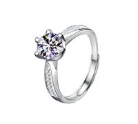 NHYHEHMR Band for Women,Ring Adjustable for Women 6 Prong Solitaire with Moissanite 0.5-2ct Women's Ring