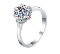 NHYHEHMR Band Rings for Women,6 Prong Round with Moissanite/Cubic Zirconia Engagement Rings Women