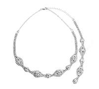 NHYHEHMR Bridal Back Drop Faux Pearl Gemstones Necklace Bride Diamond Tassel Necklaces for Women Girls ()