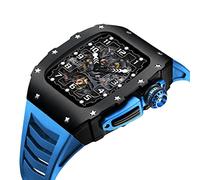 NHYHEHMR Caso de aleación de aluminio para la banda 8 7 45 mm Correa de fluorubber para iWatch Series 7 6 5 4 SE 44 mm Accesorios de modificación