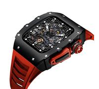 NHYHEHMR Caso de aleación de aluminio para la banda 8 7 45 mm Correa de fluorubber para iWatch Series 7 6 5 4 SE 44 mm Accesorios de modificación
