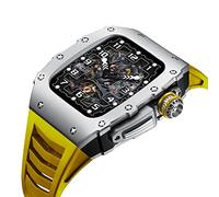NHYHEHMR Caso de aleación de aluminio para la banda 8 7 45 mm Correa de fluorubber para iWatch Series 7 6 5 4 SE 44 mm Accesorios de modificación