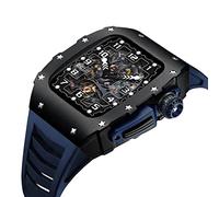 NHYHEHMR Caso de aleación de aluminio para la banda 8 7 45 mm Correa de fluorubber para iWatch Series 7 6 5 4 SE 44 mm Accesorios de modificación
