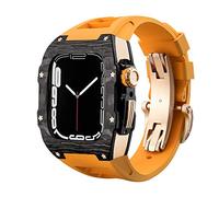 NHYHEHMR Caso de fibra de carbono de correa de lujo para 8 7 7 mm Cubierta de banda Fluorine Kit de modificación de goma para iWatch 6 5 4 SE 44 mm Pulsera