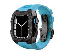 NHYHEHMR Caso de fibra de carbono de correa de lujo para 8 7 7 mm Cubierta de banda Fluorine Kit de modificación de goma para iWatch 6 5 4 SE 44 mm Pulsera