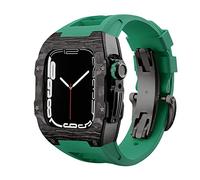 NHYHEHMR Caso de fibra de carbono de correa de lujo para 8 7 7 mm Cubierta de banda Fluorine Kit de modificación de goma para iWatch 6 5 4 SE 44 mm Pulsera