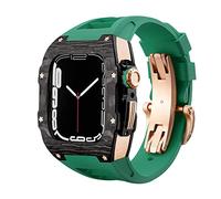 NHYHEHMR Caso de fibra de carbono de correa de lujo para 8 7 7 mm Cubierta de banda Fluorine Kit de modificación de goma para iWatch 6 5 4 SE 44 mm Pulsera
