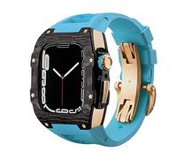 NHYHEHMR Caso de fibra de carbono de correa de lujo para 8 7 7 mm Cubierta de banda Fluorine Kit de modificación de goma para iWatch 6 5 4 SE 44 mm Pulsera