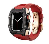 NHYHEHMR Caso de fibra de carbono de correa de lujo para 8 7 7 mm Cubierta de banda Fluorine Kit de modificación de goma para iWatch 6 5 4 SE 44 mm Pulsera