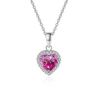 NHYHEHMR Collier avec pendentif en moissanite en forme de cœur couleur D VVS1 pour femme - Blanc/vert/rose - Collier en argent sterling 925 avec certificat