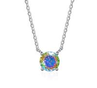 NHYHEHMR Collier en moissanite 1 ct pour femme - Collier avec pendentif en moissanite rouge/bleu/vert - Couleur D VVS1 - Avec certificat