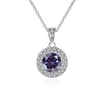 NHYHEHMR Collier en moissanite 1 ct pour femme - Coupe ronde - Couleur D - Collier avec pendentif diamant VVS1 - Collier en argent sterling 925 pour femme avec certificat