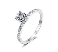 NHYHEHMR Dainty Rings for Women, Wedding Rings for Women Elegant 4 Prong Oval Moissanite/Cubic Zirconia Promise Ring
