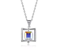 NHYHEHMR Design Crystals From Rotating Cube Pendants Necklaces Magic Necklace For Women Genuine 925 Fine Jewelry