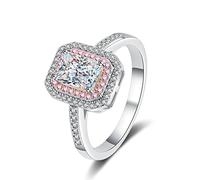 NHYHEHMR Engagement Ring for Women, Promise Rings for Women Half Eternity 4 Prong Rectangular Cubic Zirconia/Moissanite Wedding Ring