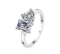 NHYHEHMR Eternity Rings for Women,Heart and Rectangle with Moissanite/Cubic Zirconia Rings for Women