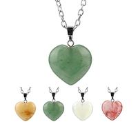 NHYHEHMR Gemstone ing Pendant Love Heart Shape Drop Jewelry Natural Stone Penadnt Necklace (Blue Turquoise)
