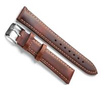 NHYHEHMR Handmade Retro Leather Red Wine Watch Band for men women Wrist strap Watchband Belt with Silver Polished Buckle