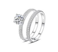 NHYHEHMR Imitación de diamantes anillo de doble capa anillo mujeres mujeres anillo de niñas joyas de joyas de boda