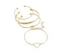 NHYHEHMR Jewelry New 2025 Arrival 4Pcs/Set Trendy Geometry Charm Open Bracelets For Women Alloy Love Heart Knot Cuff Bangle Bracelet Jewelry Gifts Fashion Accessories Creative Gift Gift