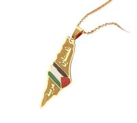 NHYHEHMR Jewelry New 2025 Arrival Arabic And Hebrew Israel Palestine Map Pendant Necklaces Women Gifts Israeli With For You Accessories Trendy Creative Gift Gift